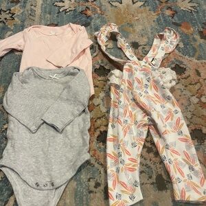 Pink and Gray Matching Bodysuit Set